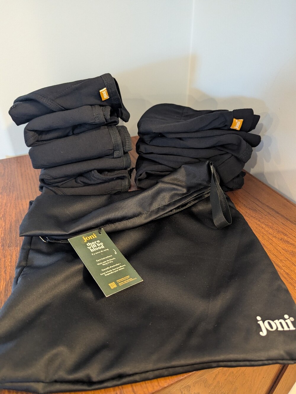 Joni cotton Leakproof Period Underwear 9-Pack in Black. 3 Shorts 6 Panties Large